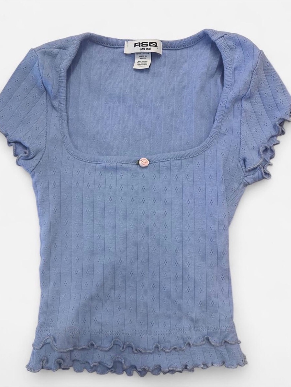 RSQ Lavender Square-Neck Ribbed Crop Top